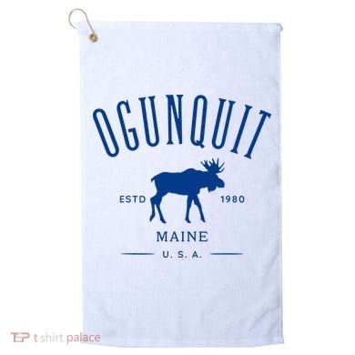 Ogunquit Maine Usa With Moose Design Souvenir Golf Towel