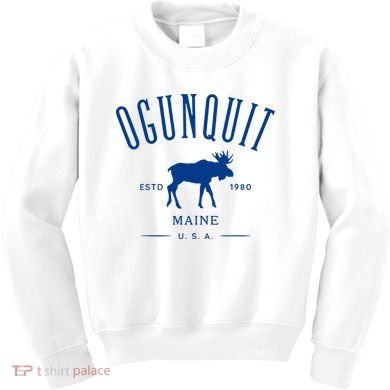 Ogunquit Maine Usa With Moose Design Souvenir Kids Sweatshirt