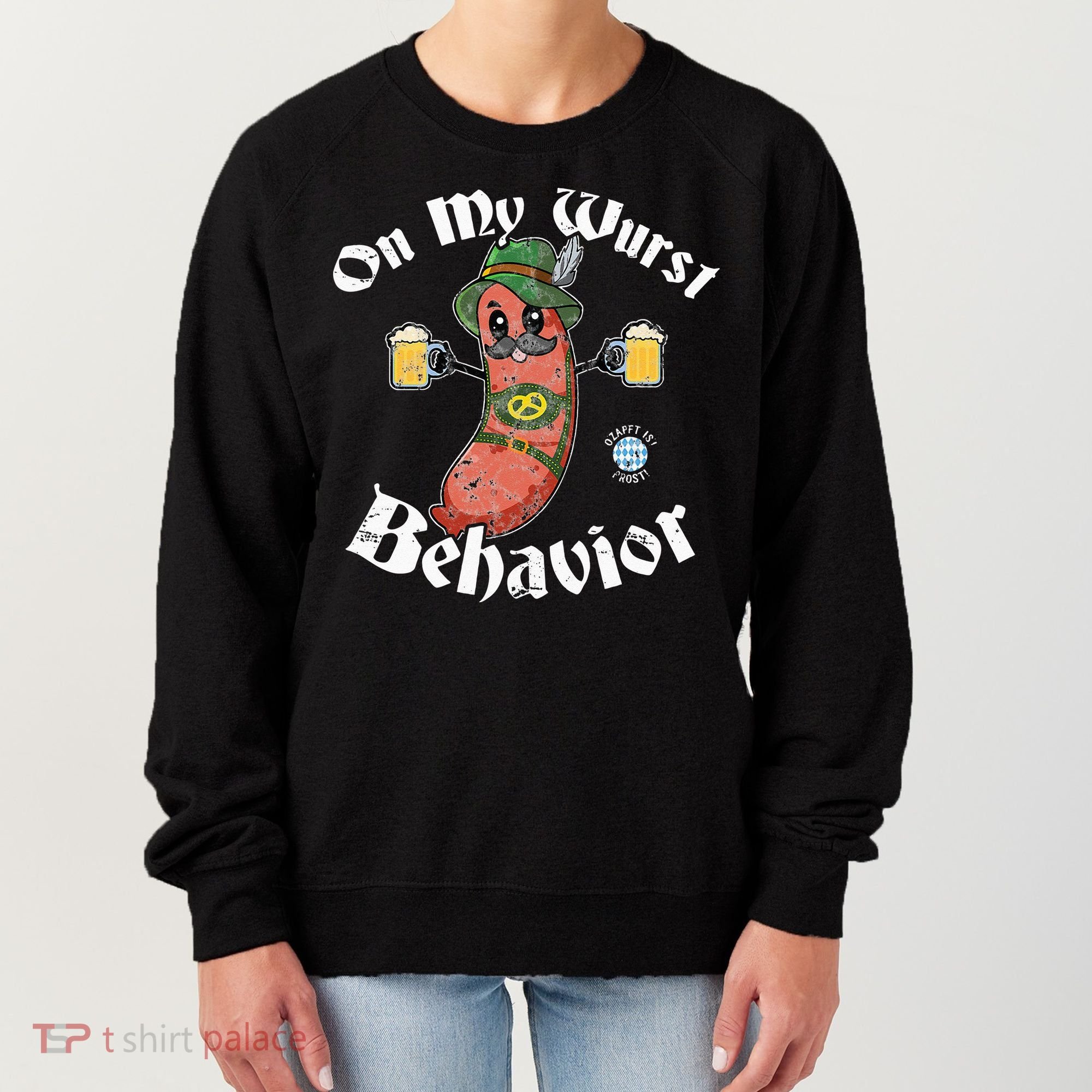 On My Wurst Behavior Funny Bratwurst Oktoberfest Women's Sweatshirt