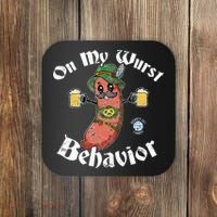 On My Wurst Behavior Funny Bratwurst Oktoberfest Coaster thumb 0