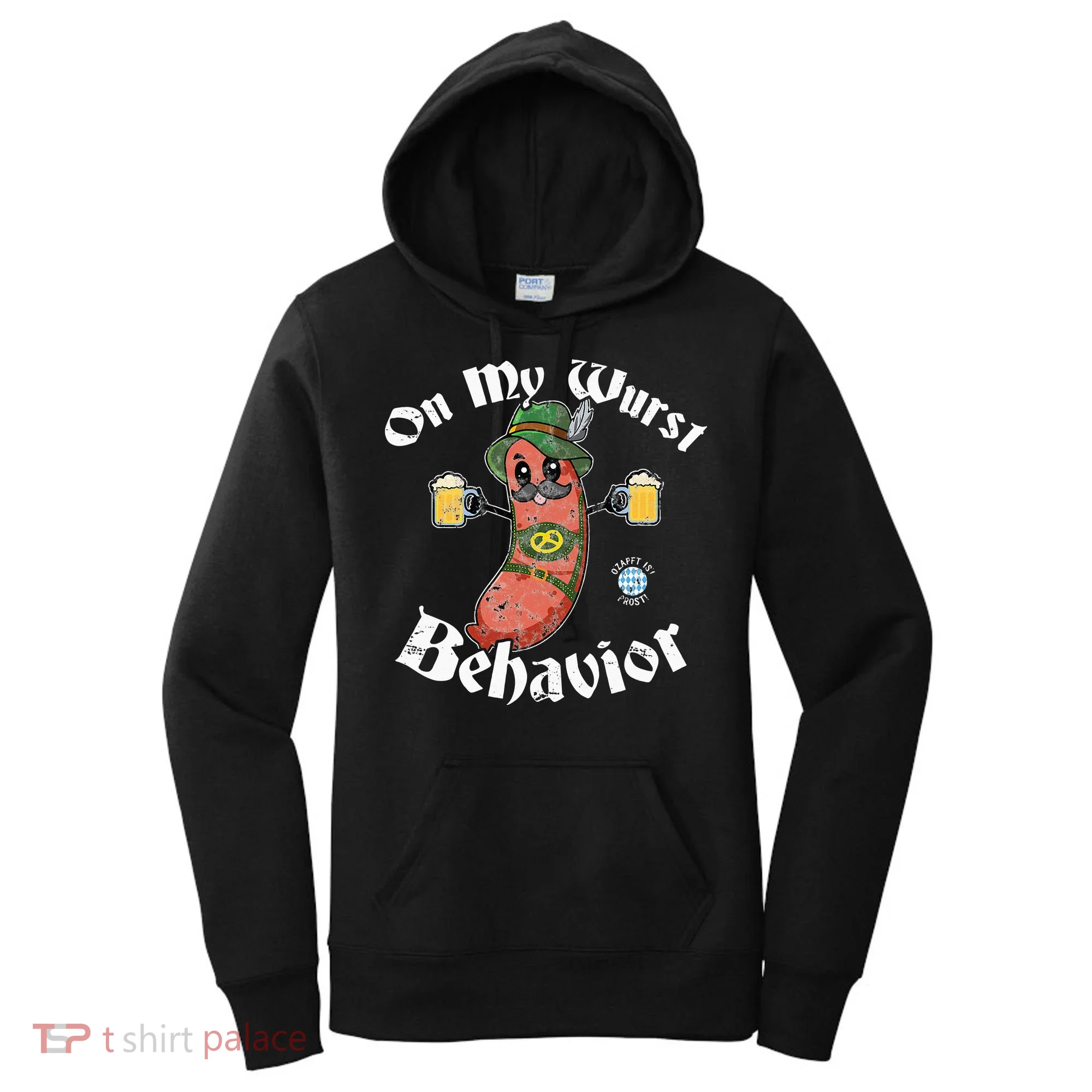 On My Wurst Behavior Funny Bratwurst Oktoberfest Women's Hoodie