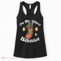 On My Wurst Behavior Funny Bratwurst Oktoberfest Women's Tank Top thumb 0
