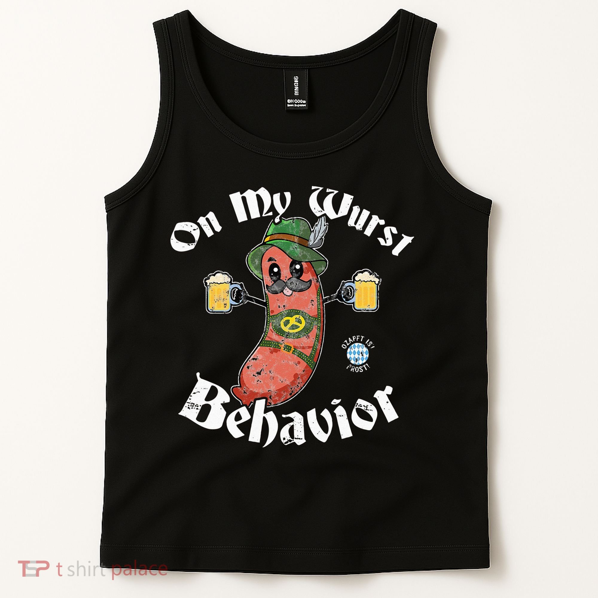 On My Wurst Behavior Funny Bratwurst Oktoberfest Tank Top