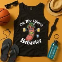 On My Wurst Behavior Funny Bratwurst Oktoberfest Tank Top thumb 4