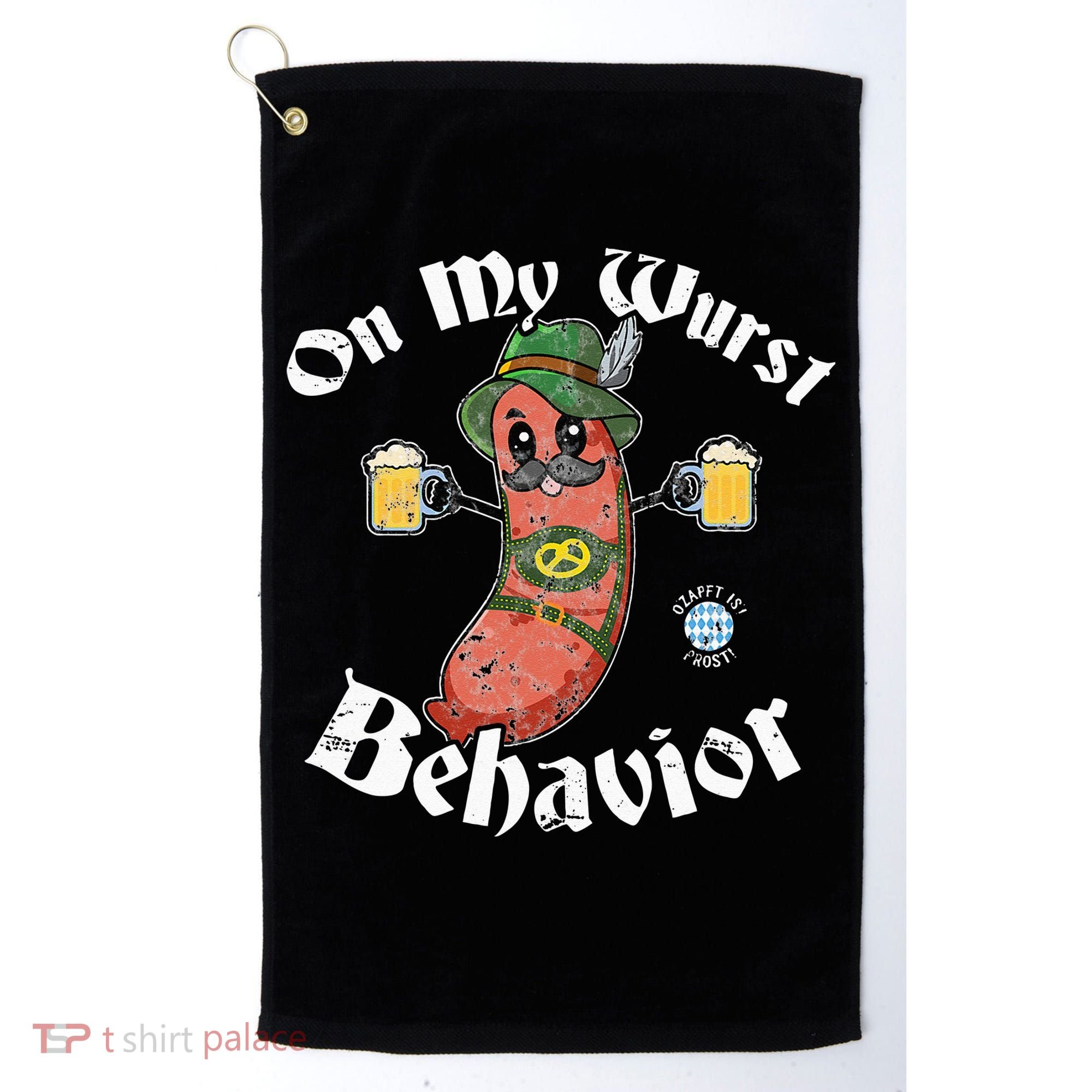 On My Wurst Behavior Funny Bratwurst Oktoberfest Golf Towel