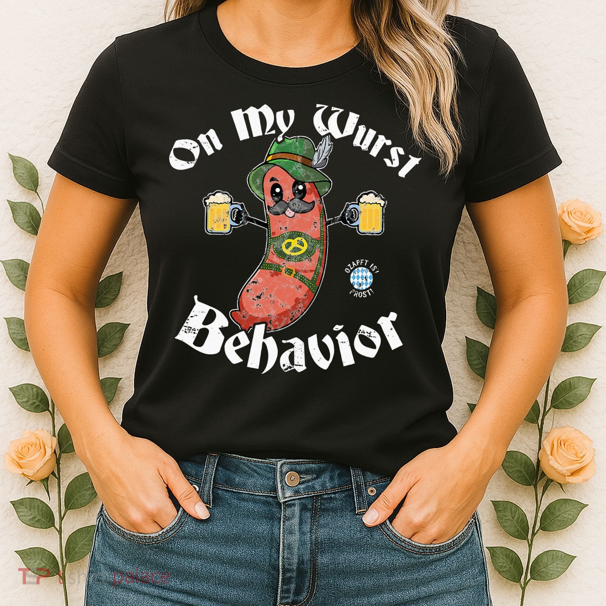 On My Wurst Behavior Funny Bratwurst Oktoberfest Women's T-Shirt