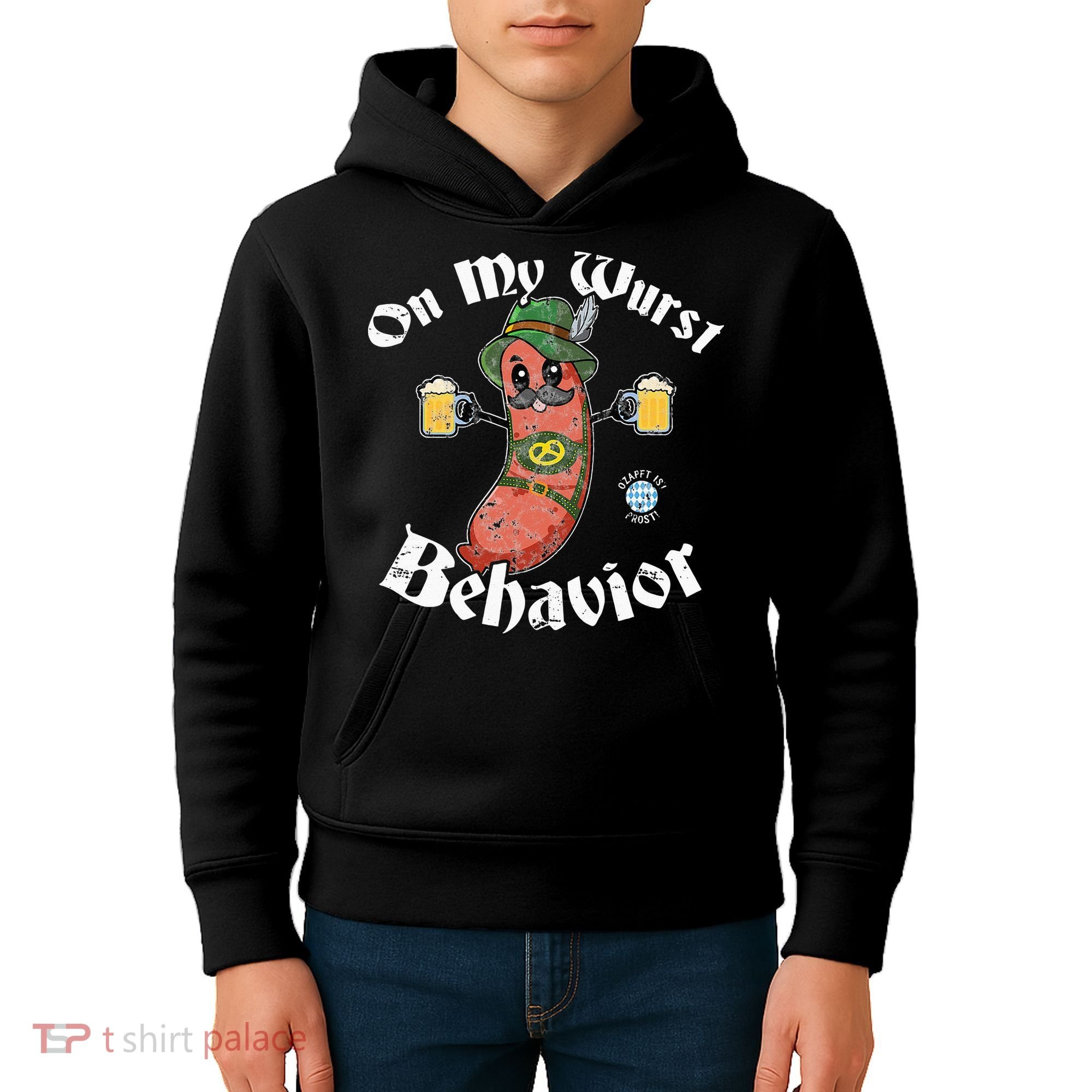 On My Wurst Behavior Funny Bratwurst Oktoberfest Kids Hoodie