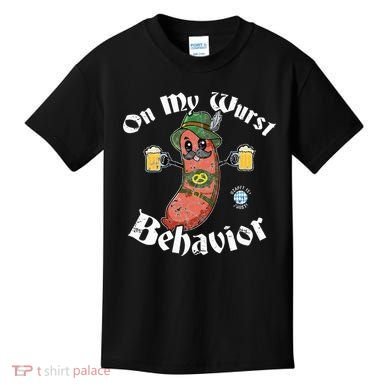 On My Wurst Behavior Funny Bratwurst Oktoberfest Kids T-Shirt