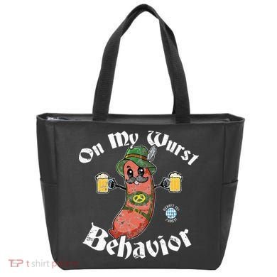 On My Wurst Behavior Funny Bratwurst Oktoberfest Tote Bag