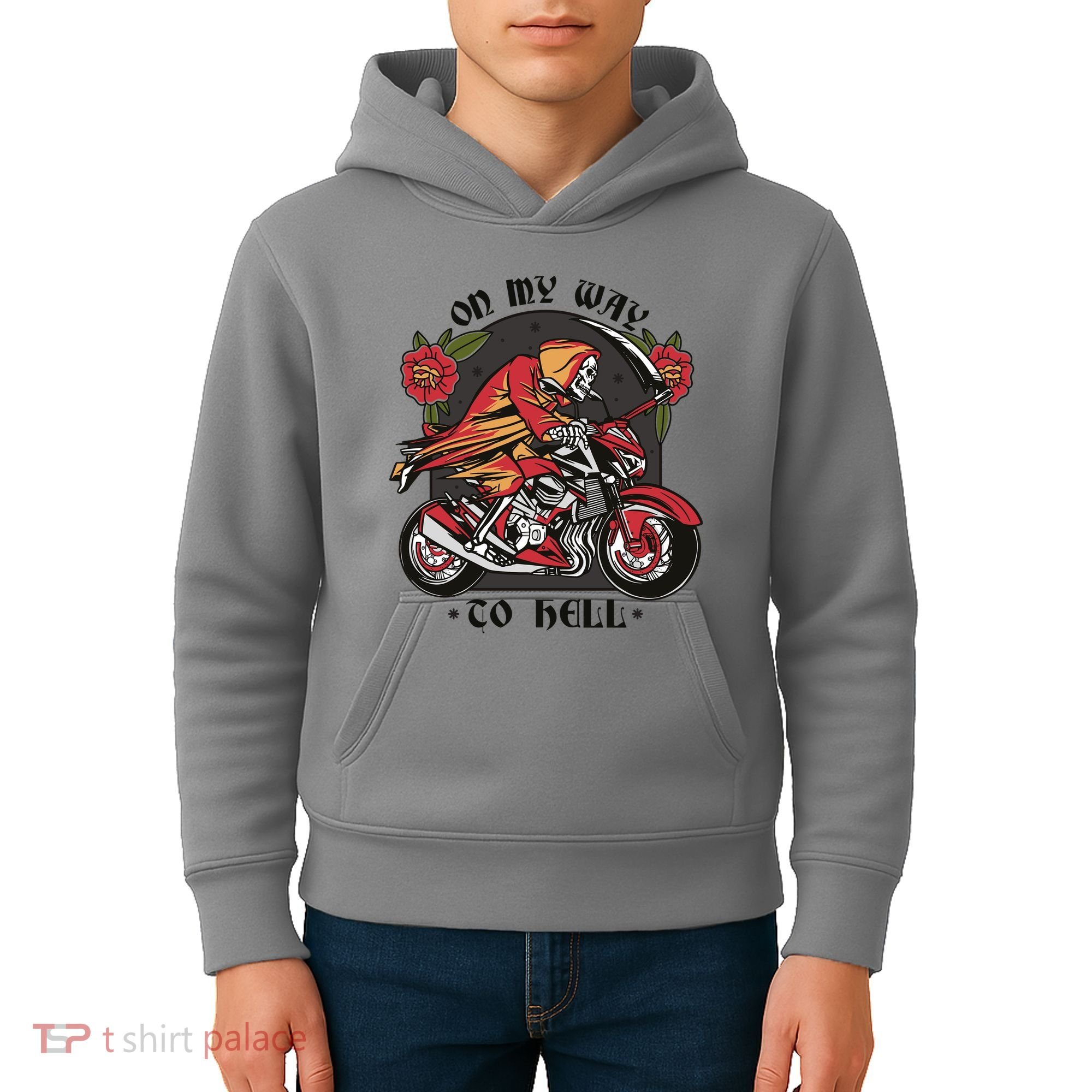On My Way To Hell Motorcycle Kids Hoodie