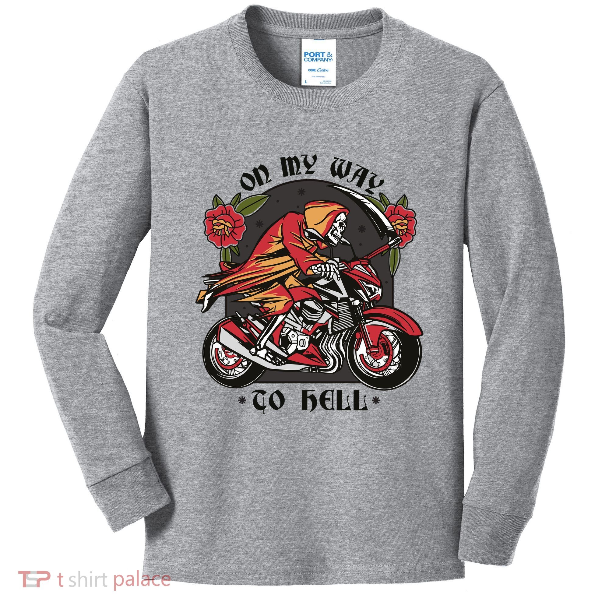 On My Way To Hell Motorcycle Kids Long Sleeve Shirt