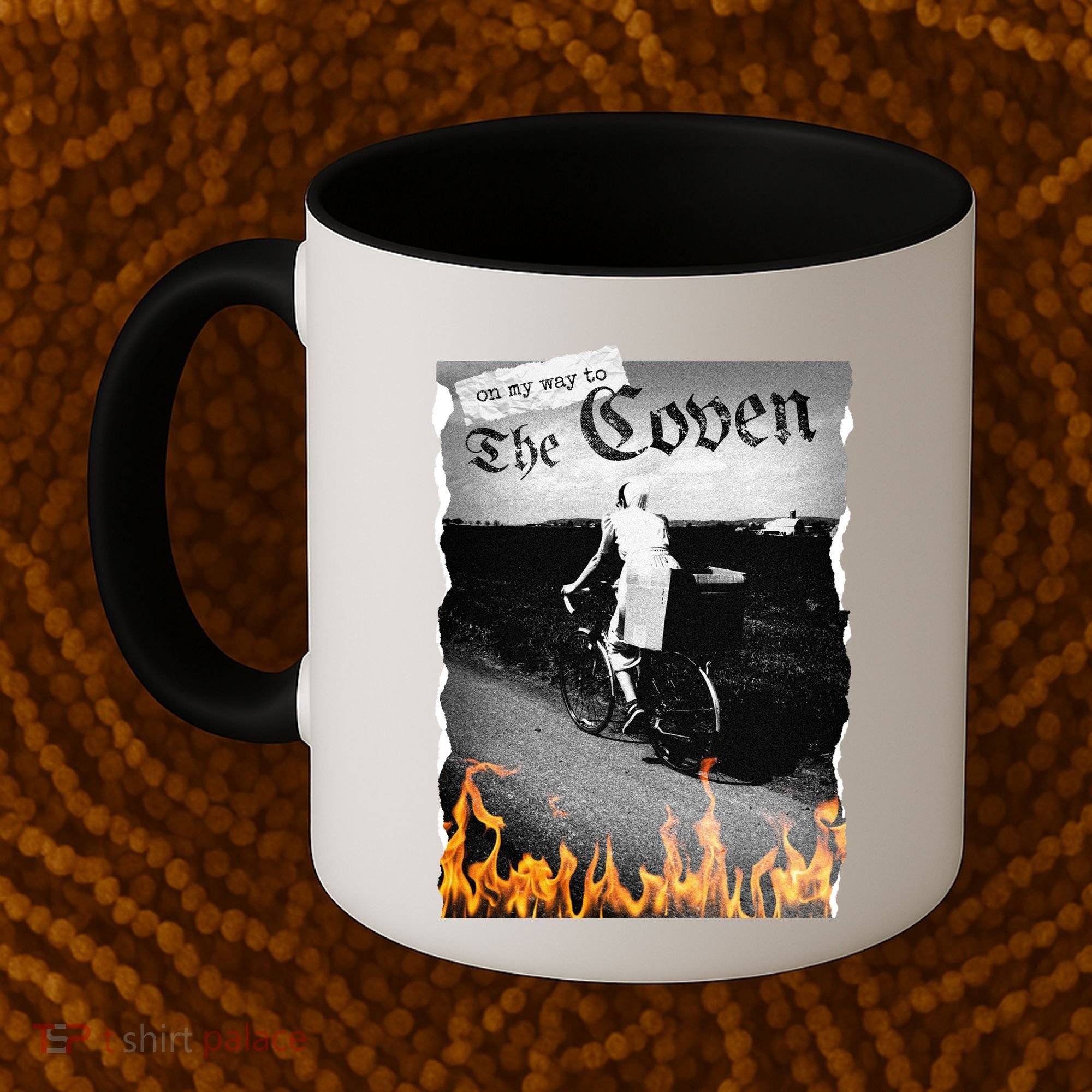 On My Way To The Coven Collage Flames Coffee Mug