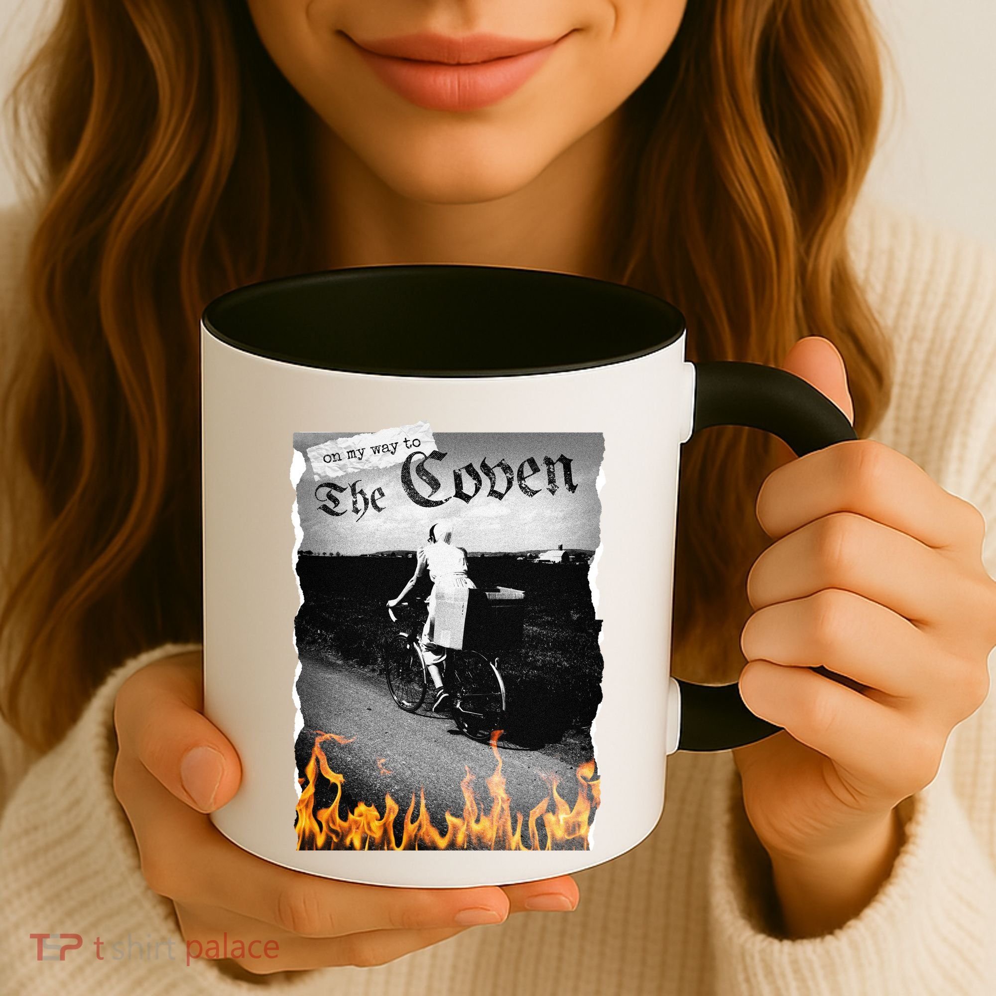 On My Way To The Coven Collage Flames Coffee Mug