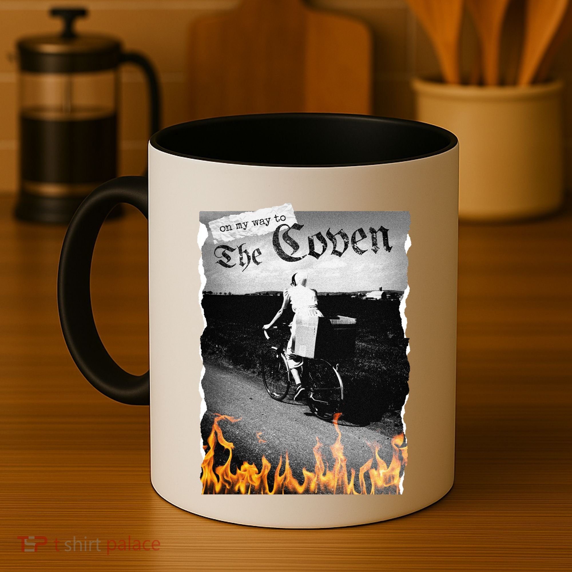 On My Way To The Coven Collage Flames Coffee Mug