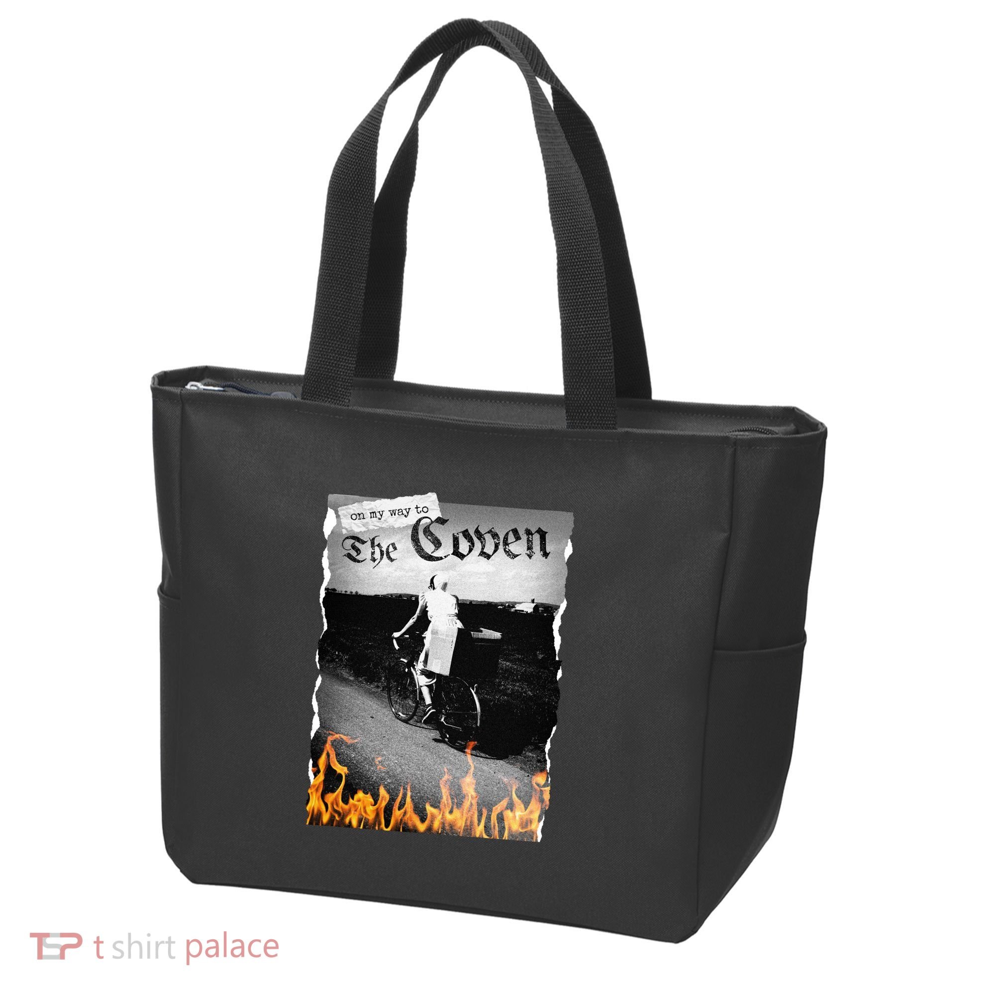 On My Way To The Coven Collage Flames Tote Bag