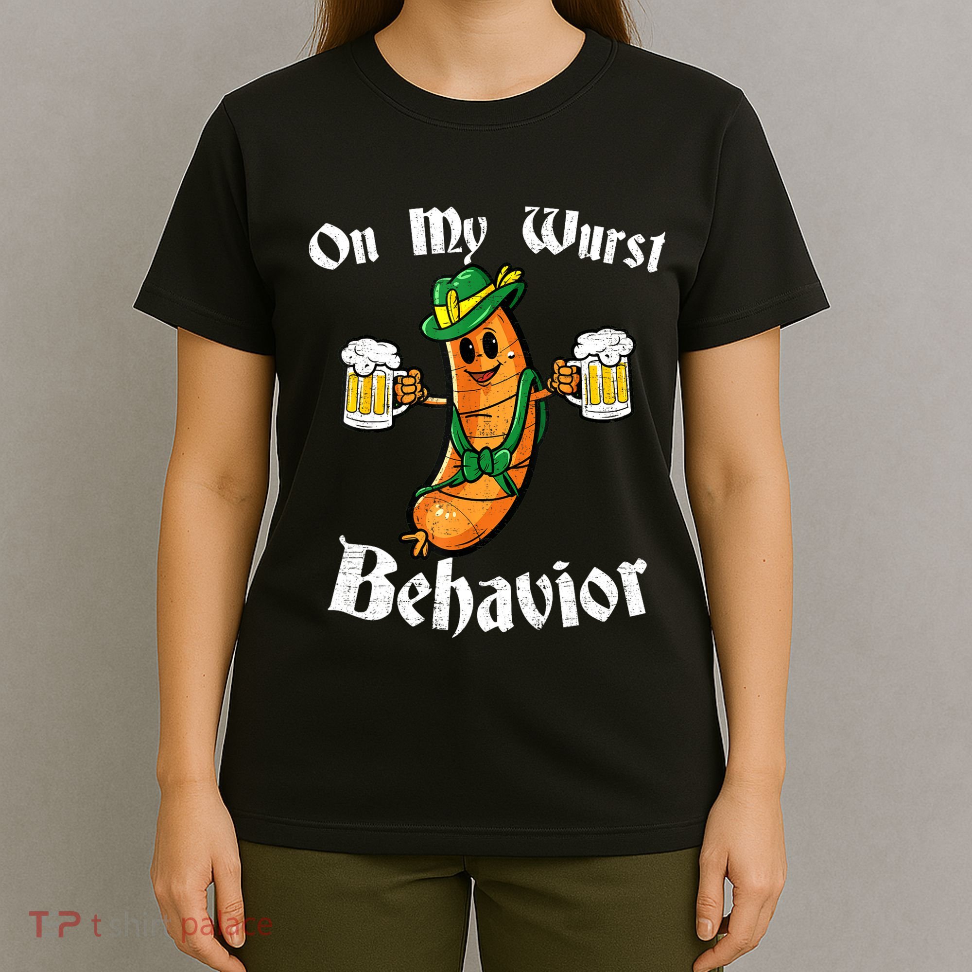 On My Wurst Behavior Funny Bratwurst German Oktoberfest T-Shirt