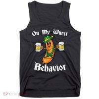 On My Wurst Behavior Funny Bratwurst German Oktoberfest Tank Top thumb 0