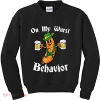 On My Wurst Behavior Funny Bratwurst German Oktoberfest Kids Sweatshirt thumb 0
