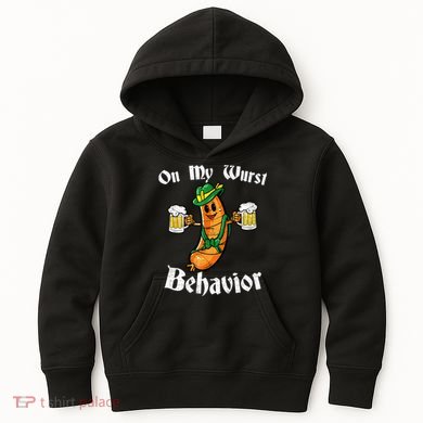 On My Wurst Behavior Funny Bratwurst German Oktoberfest Kids Hoodie