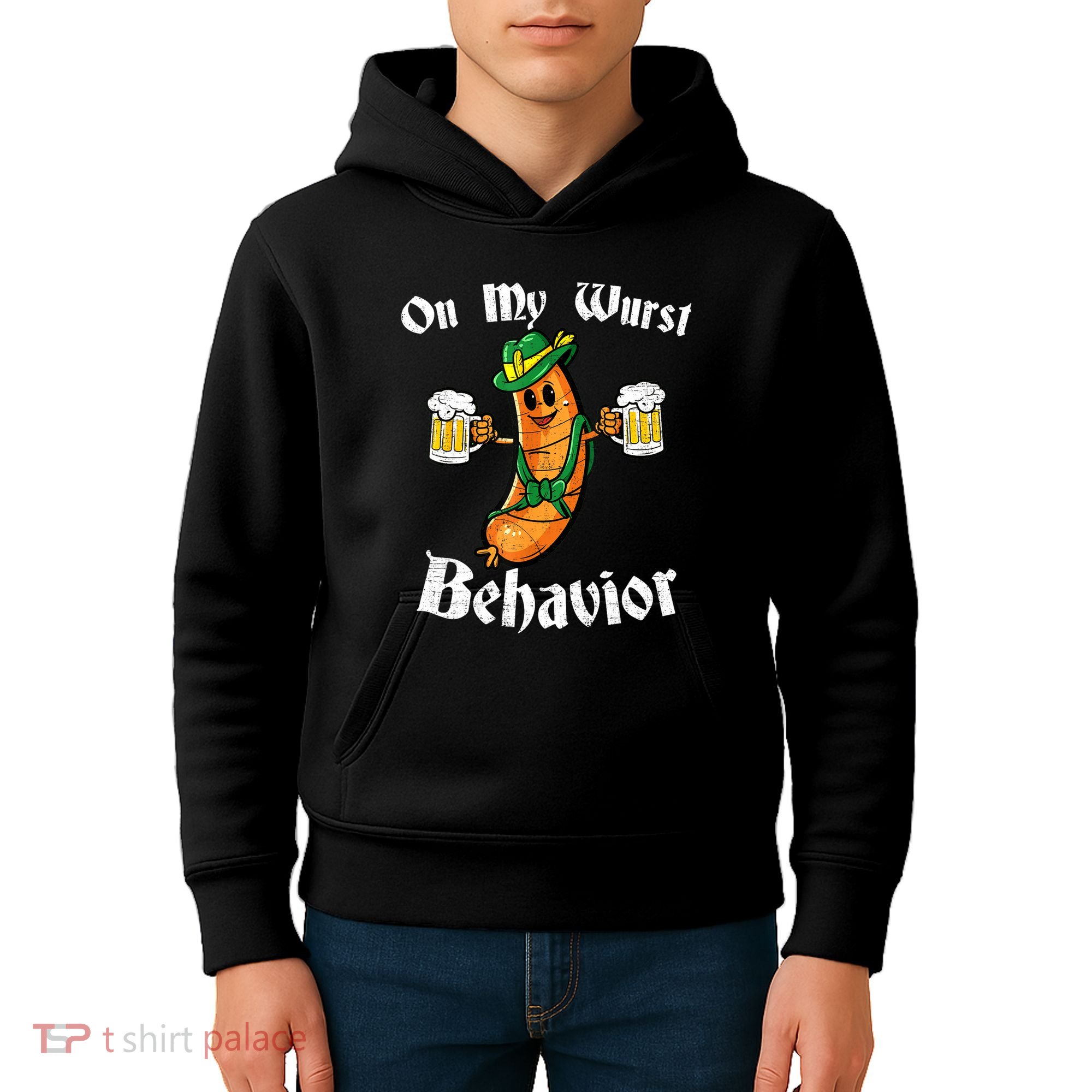 On My Wurst Behavior Funny Bratwurst German Oktoberfest Kids Hoodie