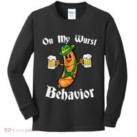 On My Wurst Behavior Funny Bratwurst German Oktoberfest Kids Long Sleeve Shirt thumb 0