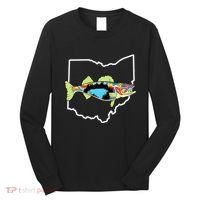 Ohio Map Walleye Fishing Freshwater Fisherman Walleye Fish Long Sleeve Shirt thumb 0