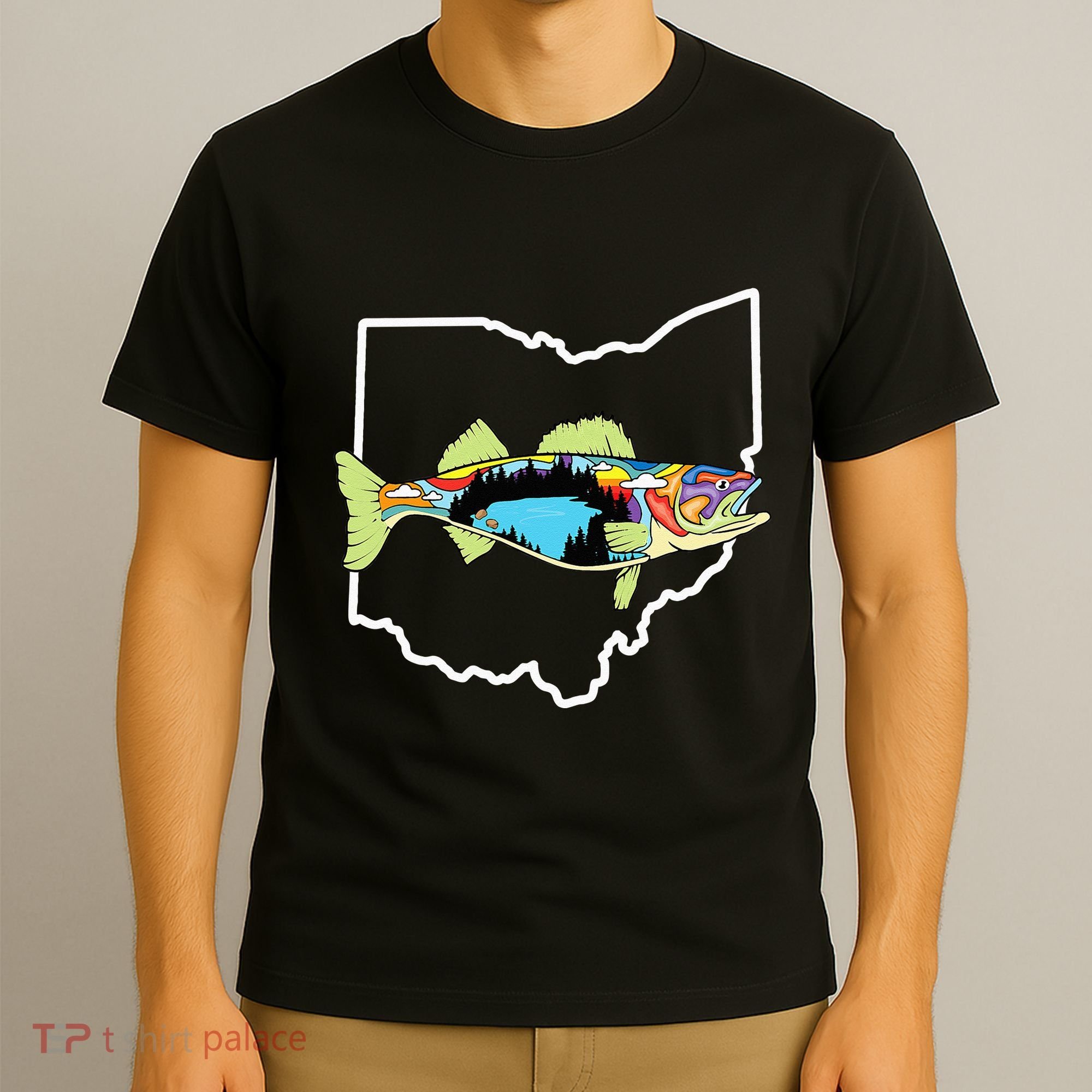 Ohio Map Walleye Fishing Freshwater Fisherman Walleye Fish T-Shirt