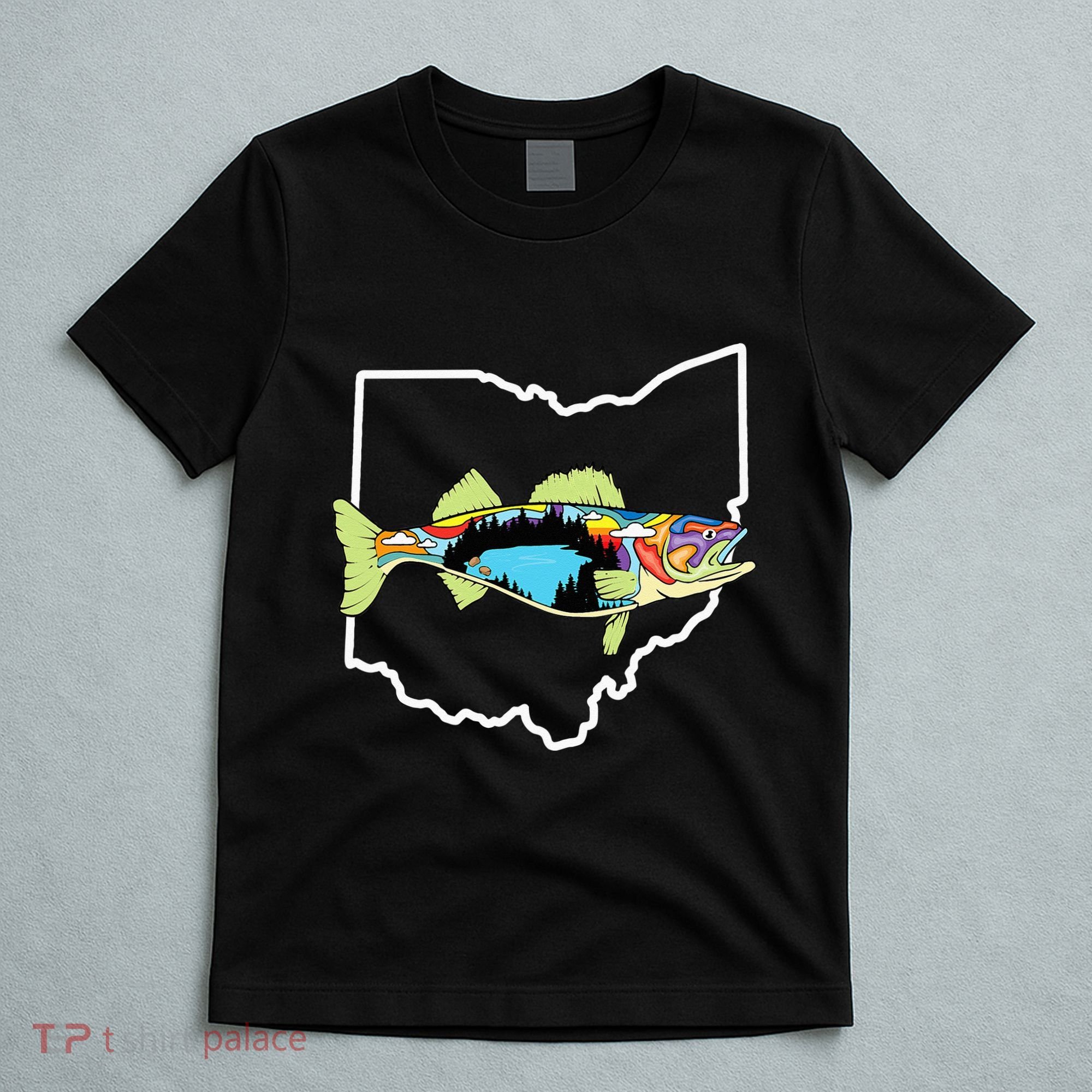 Ohio Map Walleye Fishing Freshwater Fisherman Walleye Fish T-Shirt