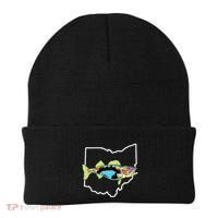 Ohio Map Walleye Fishing Freshwater Fisherman Walleye Fish Beanie thumb 0