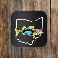 Ohio Map Walleye Fishing Freshwater Fisherman Walleye Fish Coaster thumb 0