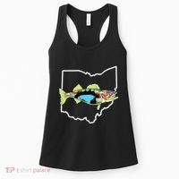 Ohio Map Walleye Fishing Freshwater Fisherman Walleye Fish Women's Tank Top thumb 0