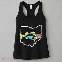 Ohio Map Walleye Fishing Freshwater Fisherman Walleye Fish Women's Tank Top thumb 3