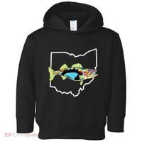 Ohio Map Walleye Fishing Freshwater Fisherman Walleye Fish Toddler Hoodie thumb 0