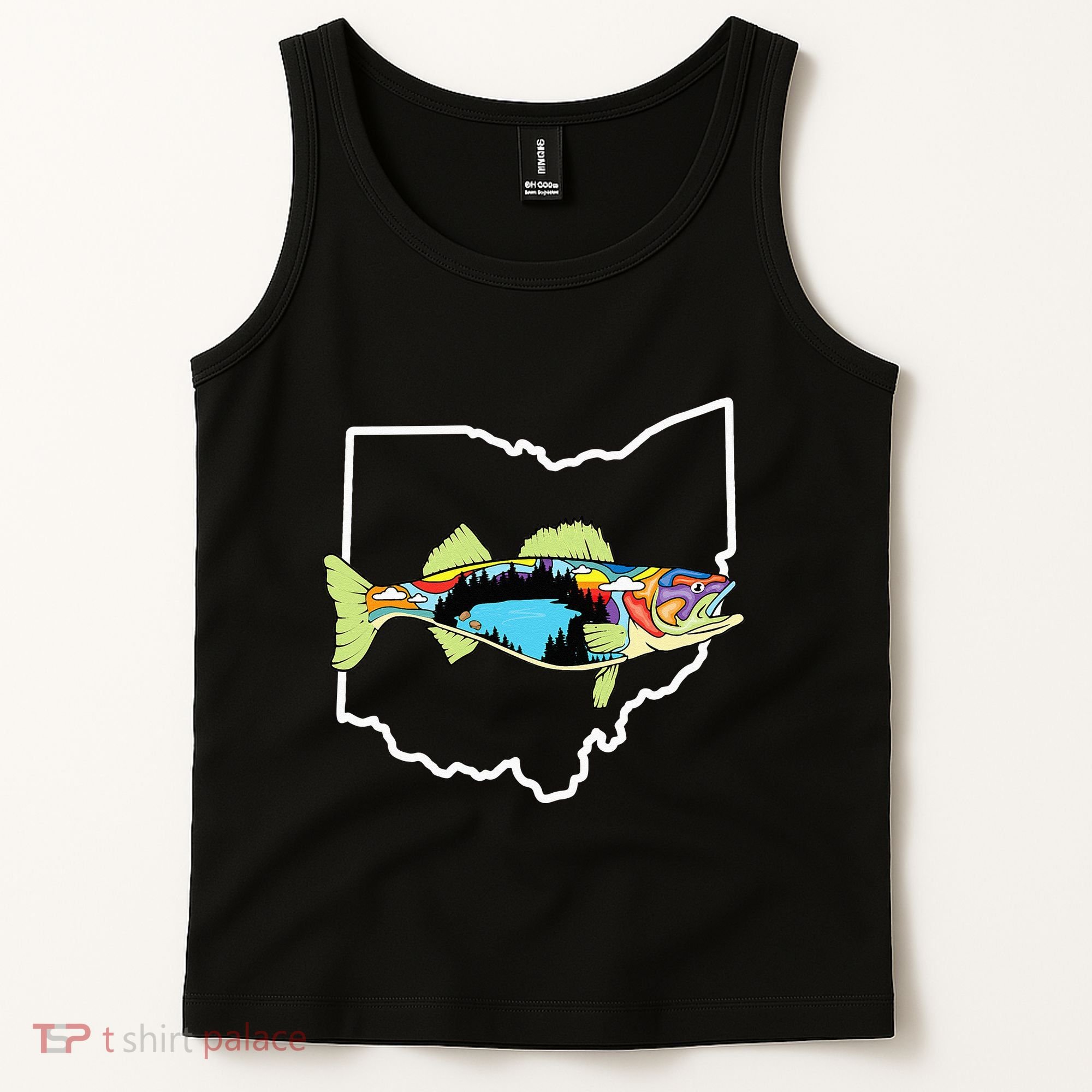Ohio Map Walleye Fishing Freshwater Fisherman Walleye Fish Tank Top