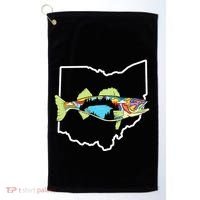 Ohio Map Walleye Fishing Freshwater Fisherman Walleye Fish Golf Towel thumb 0