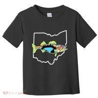 Ohio Map Walleye Fishing Freshwater Fisherman Walleye Fish Toddler T-Shirt thumb 0