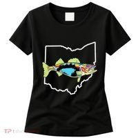 Ohio Map Walleye Fishing Freshwater Fisherman Walleye Fish Women's T-Shirt thumb 0