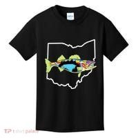 Ohio Map Walleye Fishing Freshwater Fisherman Walleye Fish Kids T-Shirt thumb 0