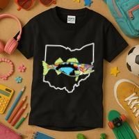 Ohio Map Walleye Fishing Freshwater Fisherman Walleye Fish Kids T-Shirt thumb 3