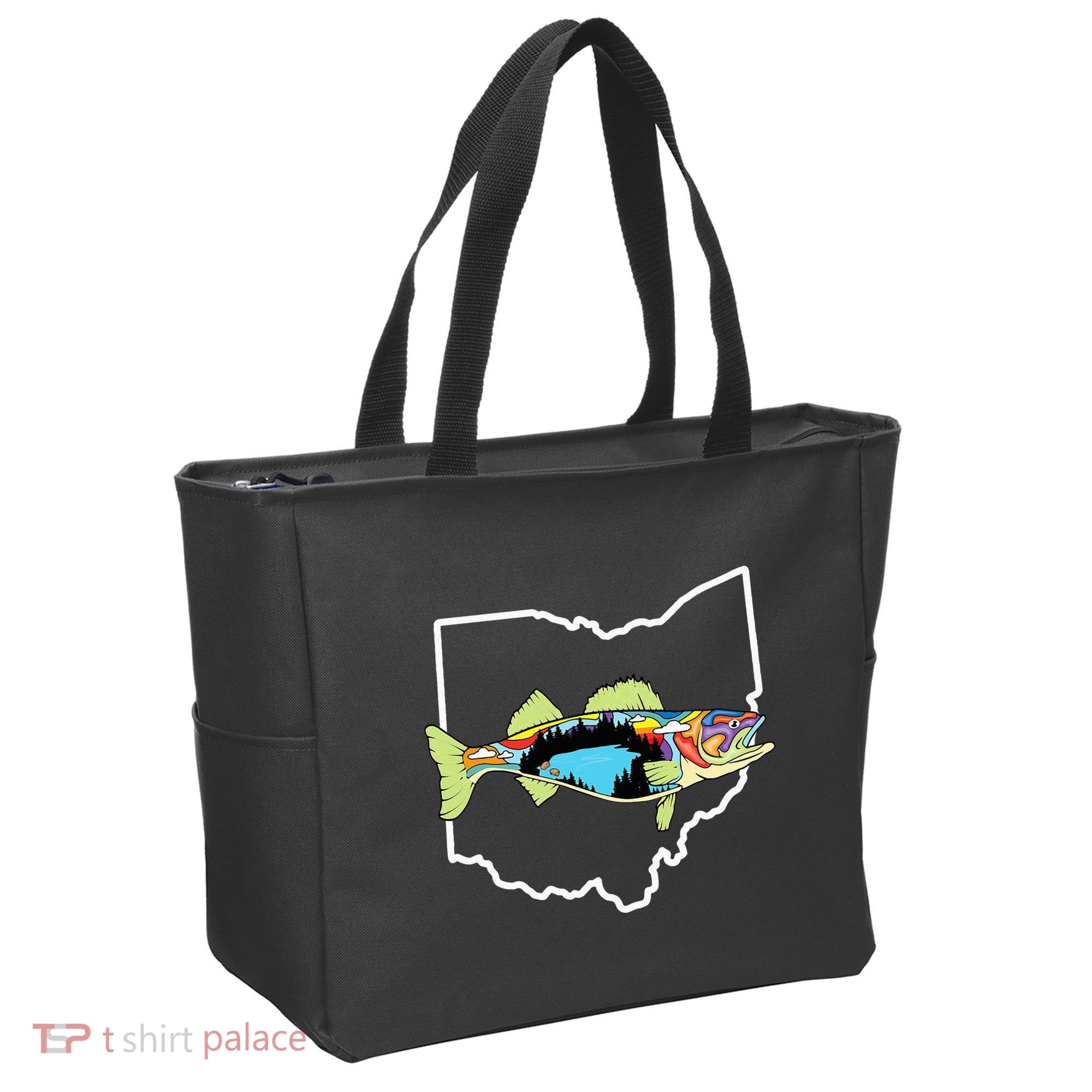 Ohio Map Walleye Fishing Freshwater Fisherman Walleye Fish Tote Bag