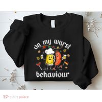 On My Wurst Behavior Funny Bratwurst German Oktoberfest Sweatshirt thumb 2