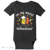 On My Wurst Behavior Funny Bratwurst German Oktoberfest Baby Bodysuit thumb 0