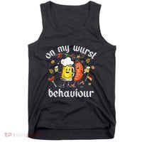 On My Wurst Behavior Funny Bratwurst German Oktoberfest Tank Top thumb 0