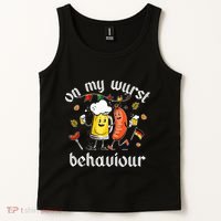 On My Wurst Behavior Funny Bratwurst German Oktoberfest Tank Top thumb 2