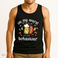 On My Wurst Behavior Funny Bratwurst German Oktoberfest Tank Top thumb 3