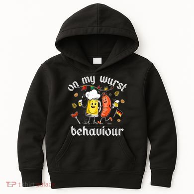On My Wurst Behavior Funny Bratwurst German Oktoberfest Kids Hoodie