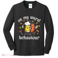 On My Wurst Behavior Funny Bratwurst German Oktoberfest Kids Long Sleeve Shirt thumb 0