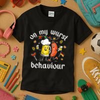 On My Wurst Behavior Funny Bratwurst German Oktoberfest Kids T-Shirt thumb 3