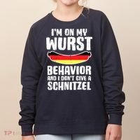 On My Wurst Behavior Dont Give Schnitzel Funny Oktoberfest Women's Sweatshirt thumb 0