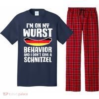 On My Wurst Behavior Dont Give Schnitzel Funny Oktoberfest Pajama Set thumb 0
